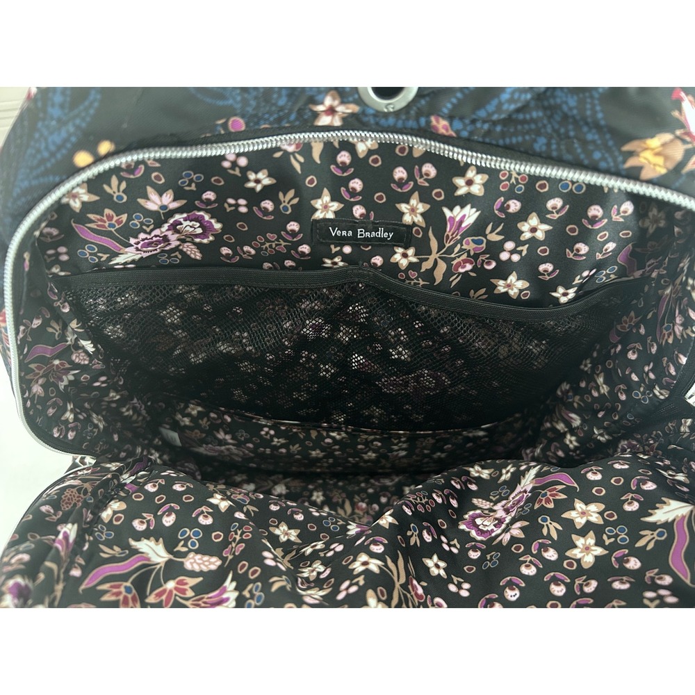 Vera Bradley XL Campus Backpack Women Black Felicity Floral Excellent Quilted - Picture 4 of 16